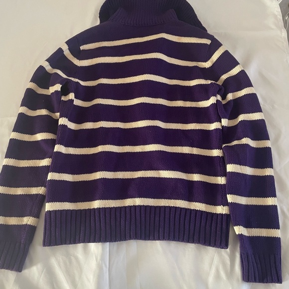 Ralph Lauren Striped Cowl Neck Sweater in Purple and Cream - Picture 3 of 7